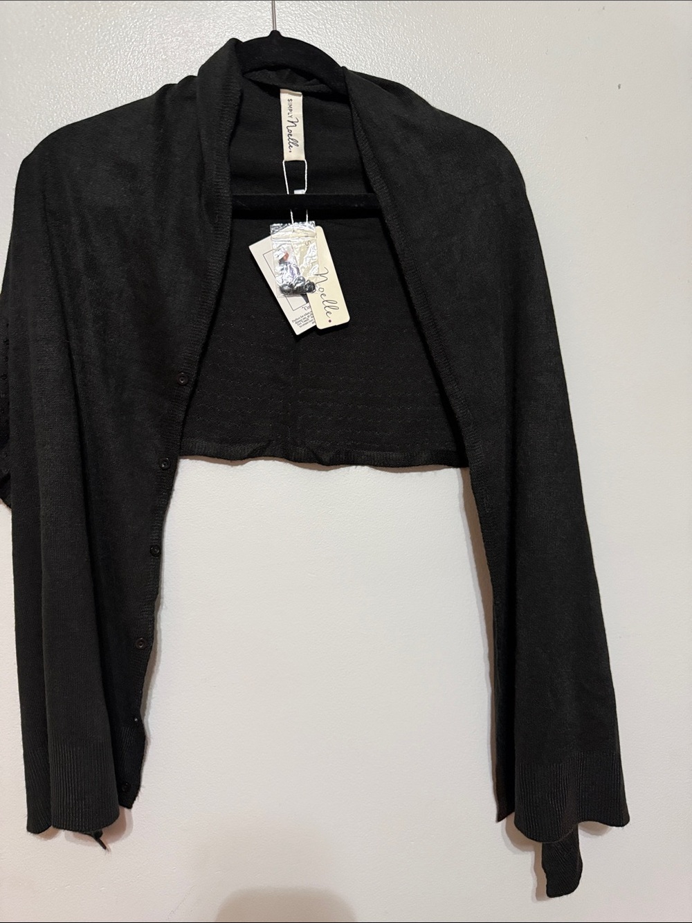 Noelle Black Cropped Button-Front Cardigan